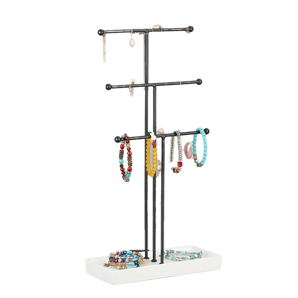 AB72-Black T-Shaped Jewelry Removable 3-Tier Bracelet Storage Rack Earrings Necklaces Rings Jewelry Stand
AB72-Black T-Shaped Jewelry Removable 3-Tier Bracelet Storage Rack Earrings Necklaces Rings Jewelry Stand