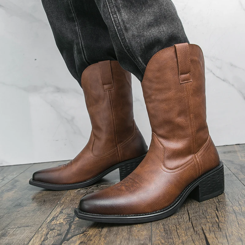 Men's Fashionable Western Cowboy Boots Personalized Design Comfortable Leather Ankle Height for Casual Wear
Men's Fashionable Western Cowboy Boots Personalized Design Comfortable Leather Ankle Height for Casual Wear