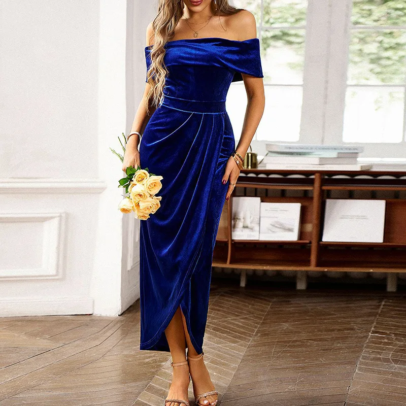 Elegant Women's Velvet Long Dress Autumn/Winter Sexy One Shoulder Vacation Party Bodycon Split Pencil Maxi Dresses Female Платье
Elegant Women's Velvet Long Dress Autumn/Winter Sexy One Shoulder Vacation Party Bodycon Split Pencil Maxi Dresses Female Платье