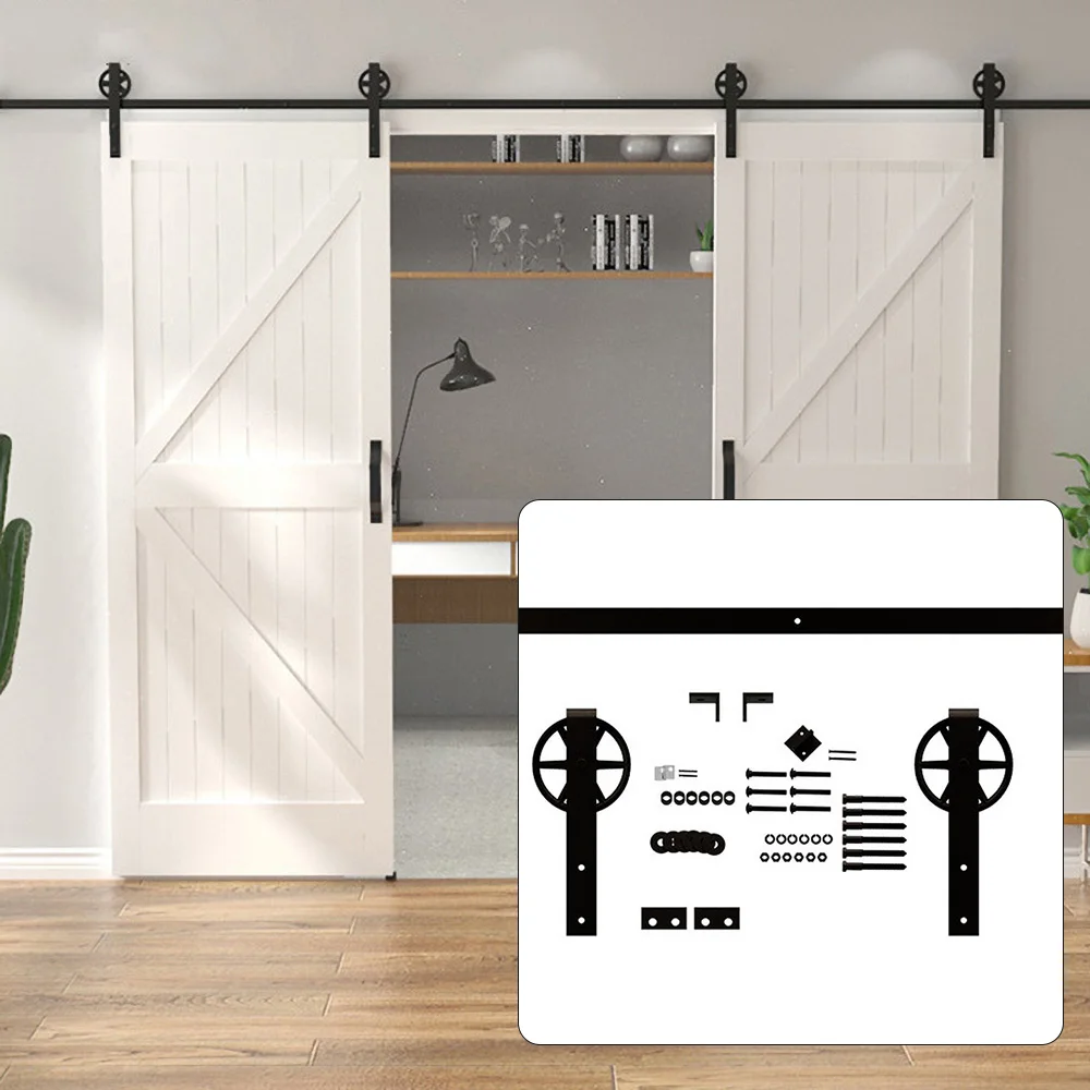 Modern Design Double Barn Door Hardware Steel Brass Zinc Alloy Sleek Sliding Barn Door Kit with Easy Screw Installation
Modern Design Double Barn Door Hardware Steel Brass Zinc Alloy Sleek Sliding Barn Door Kit with Easy Screw Installation