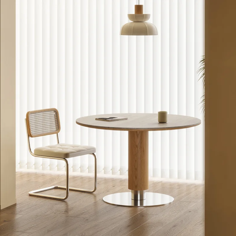 Simple log Fengfeng travertine rock slab small round table dining table household small apartment round
Simple log Fengfeng travertine rock slab small round table dining table household small apartment round