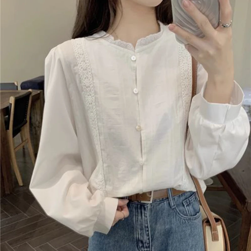 Round Neck Lace Edge Long Sleeves Shirt Spring Autumn New Temperament Commuting Chic Blouse Tops Sweet Fashion Clothes for Women
Round Neck Lace Edge Long Sleeves Shirt Spring Autumn New Temperament Commuting Chic Blouse Tops Sweet Fashion Clothes for Women