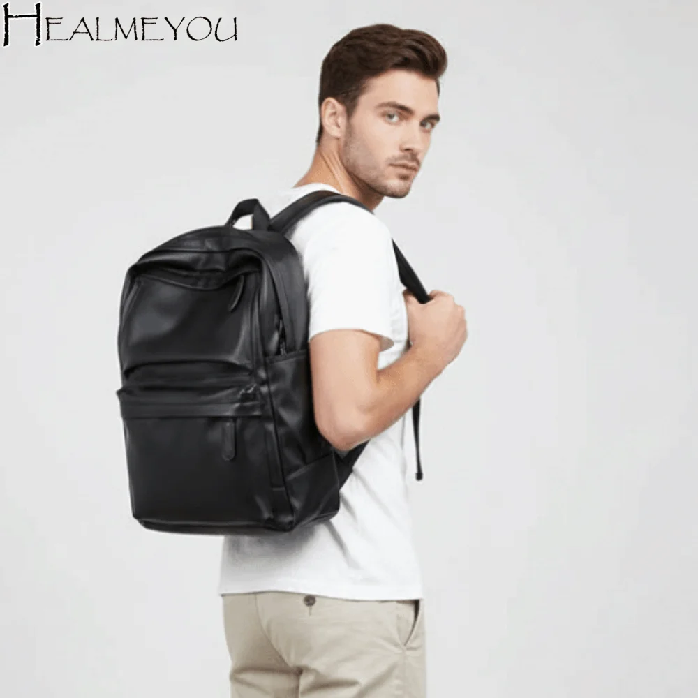 PVC Leather Backpack Men Water Resistant Padded Shoulder Strap Laptop School Bag Black Finish Laptop Compartment
PVC Leather Backpack Men Water Resistant Padded Shoulder Strap Laptop School Bag Black Finish Laptop Compartment