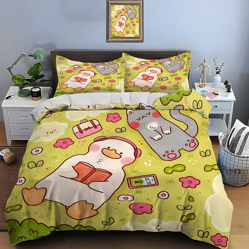 Duck reading with cat on grass Bedding Set for Kids Luxury Gift 3pcs Digital Print Comforter Set Soft Comfortable Breathable
Duck reading with cat on grass Bedding Set for Kids Luxury Gift 3pcs Digital Print Comforter Set Soft Comfortable Breathable