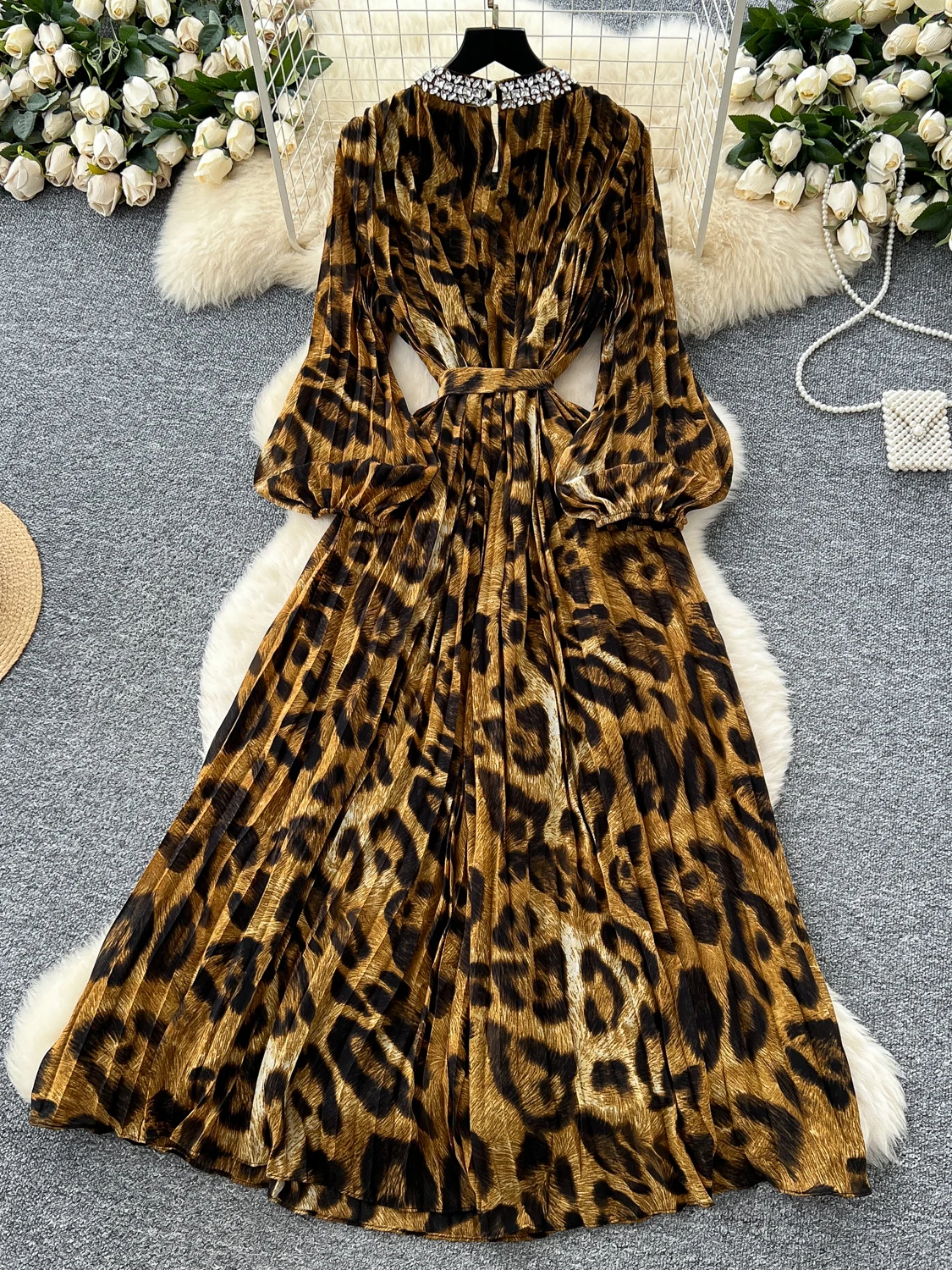 Ele Leopard Print Bubble Sve Dr Women's Summer Waist Belt Slimming Diamond Design Sexy Long Dr High Waist A-Line...
Ele Leopard Print Bubble Sve Dr Women's Summer Waist Belt Slimming Diamond Design Sexy Long Dr High Waist A-Line...