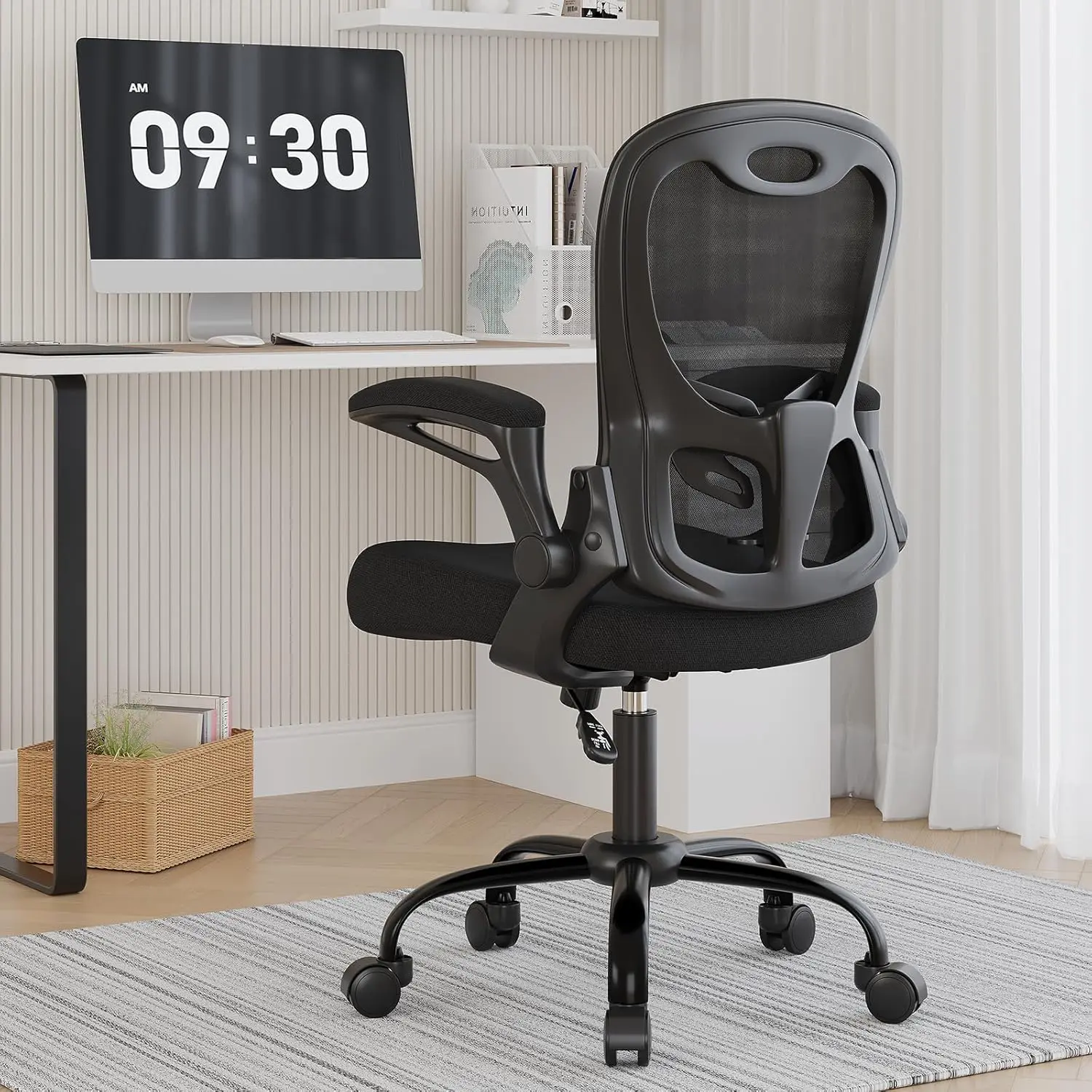 Ergonomic Office Chair, Breathable Mesh Desk Chair with Adjustable High Back & Lumbar Support, Flip-up Armrests, Black
Ergonomic Office Chair, Breathable Mesh Desk Chair with Adjustable High Back & Lumbar Support, Flip-up Armrests, Black