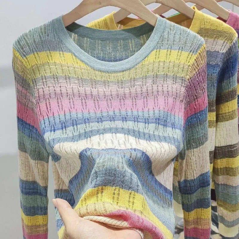Matakawa Thin Sweaters Women Tops Stripes Contrast Color Spring Autumn Pullovers Korean Fashion Vintage Casual Pull Femme
Matakawa Thin Sweaters Women Tops Stripes Contrast Color Spring Autumn Pullovers Korean Fashion Vintage Casual Pull Femme