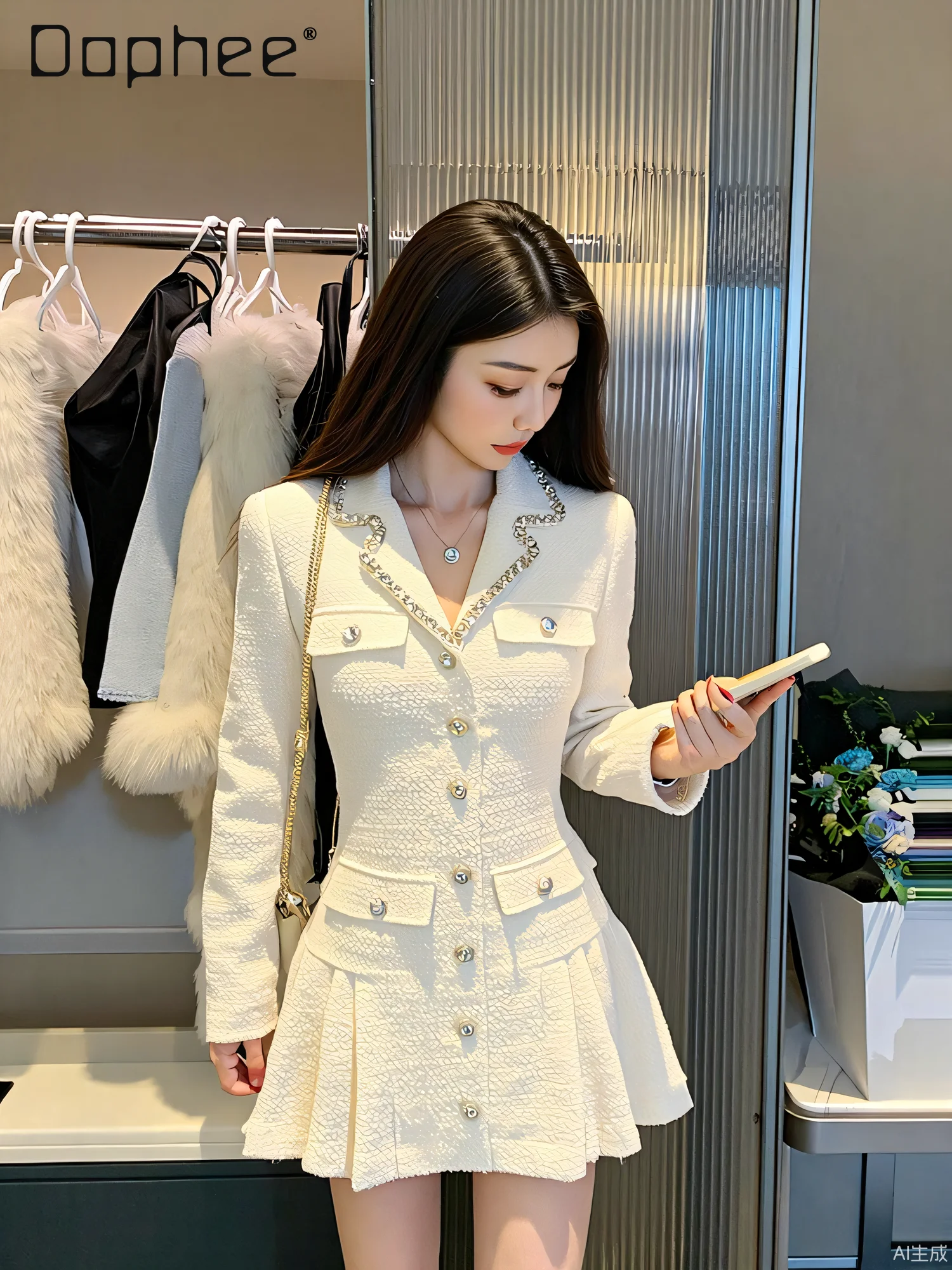 French Style Socialite Dress for Women Autumn High-End Elegant Beaded Collar Single-Breasted Slim Fit Long Sleeve Pleated Dress
French Style Socialite Dress for Women Autumn High-End Elegant Beaded Collar Single-Breasted Slim Fit Long Sleeve Pleated Dress