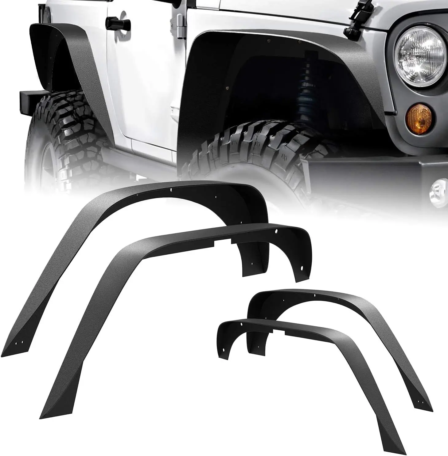 Nilight Off-Road Fender Flares Kit Compatible with 2007-2018 Wrangler JK (2/4 Doors) Heavy-Duty Solid Steel Black Textured Fenders for Unlimited JK Front & Rear Flat-4pcs(JK-63D)
Nilight Off-Road Fender Flares Kit Compatible with 2007-2018 Wrangler JK (2/4 Doors) Heavy-Duty Solid Steel Black Textured Fenders for Unlimited JK Front & Rear Flat-4pcs(JK-63D)