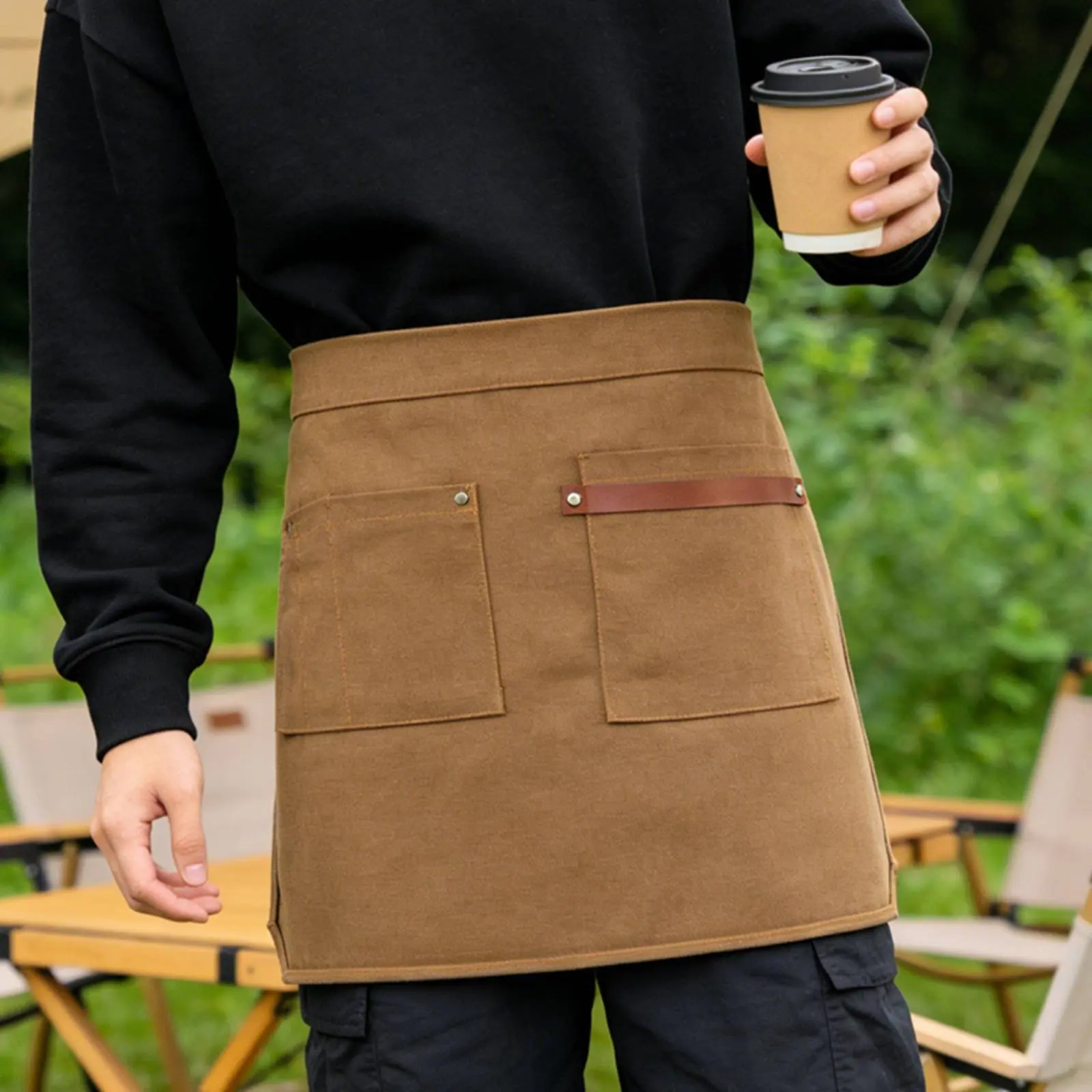 Short Waist Apron with Pockets Long-Lasting Server Apron with Pockets Machine Easy-Care Reinforced Stitching for Chefs
Short Waist Apron with Pockets Long-Lasting Server Apron with Pockets Machine Easy-Care Reinforced Stitching for Chefs