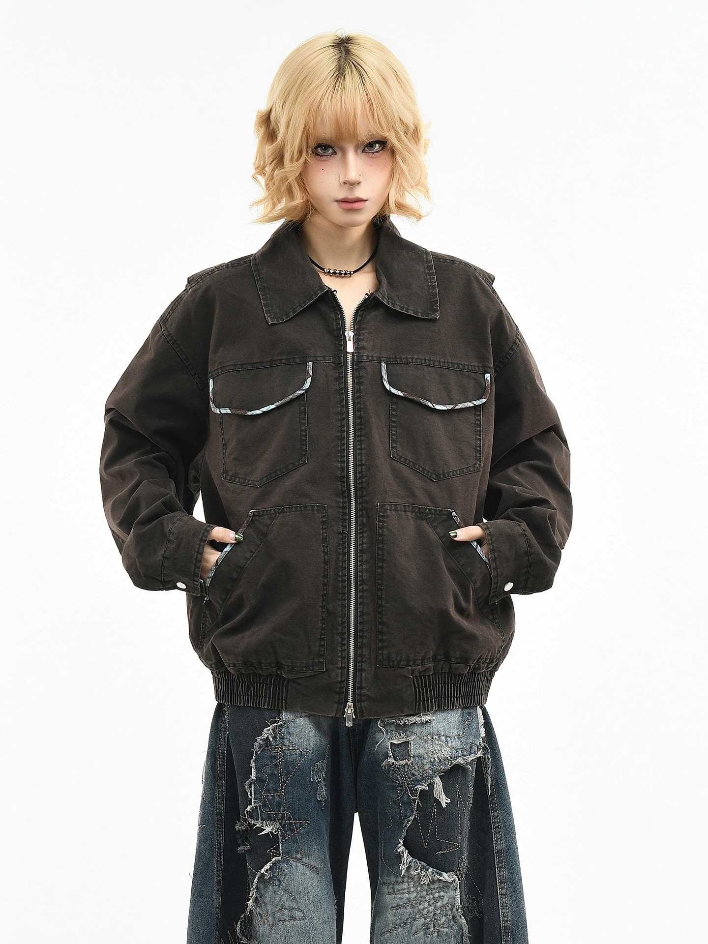 OV Original American Retro Washed Work Jacket Unisex Loose Casual Outerwear Spring Fashionable Multi-Pocket Contrast Color
OV Original American Retro Washed Work Jacket Unisex Loose Casual Outerwear Spring Fashionable Multi-Pocket Contrast Color