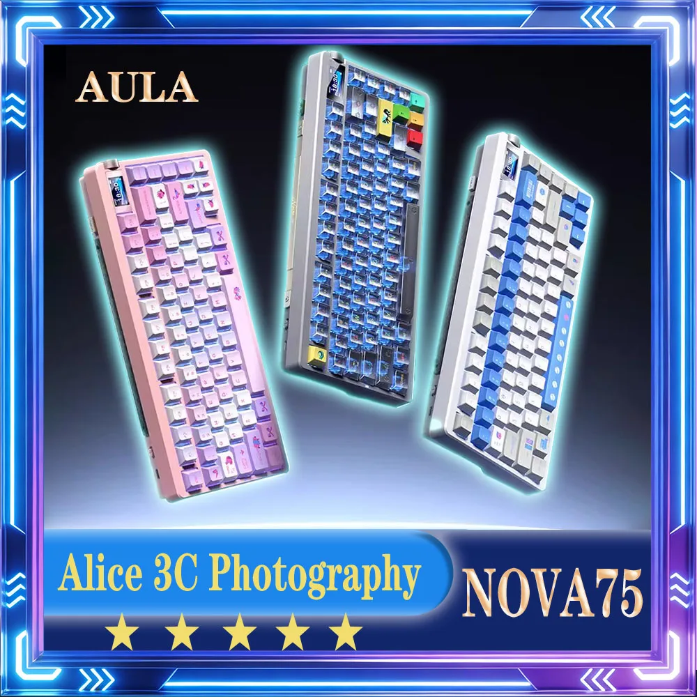 AULA Nova75 Machine Keyboard Hot-swap Wireless Bluetooth Low Latency Esports Gaming Keyboard with Multi-function Knob and Screen
AULA Nova75 Machine Keyboard Hot-swap Wireless Bluetooth Low Latency Esports Gaming Keyboard with Multi-function Knob and Screen