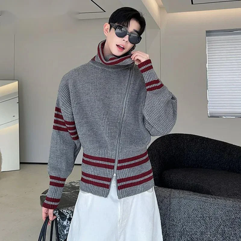 New Autumn Men's Cardigan Striped Pathwork Contrast Color Turtleneck Bias Tape Zipper Loose Knitting Male Sweater 9960N
New Autumn Men's Cardigan Striped Pathwork Contrast Color Turtleneck Bias Tape Zipper Loose Knitting Male Sweater 9960N