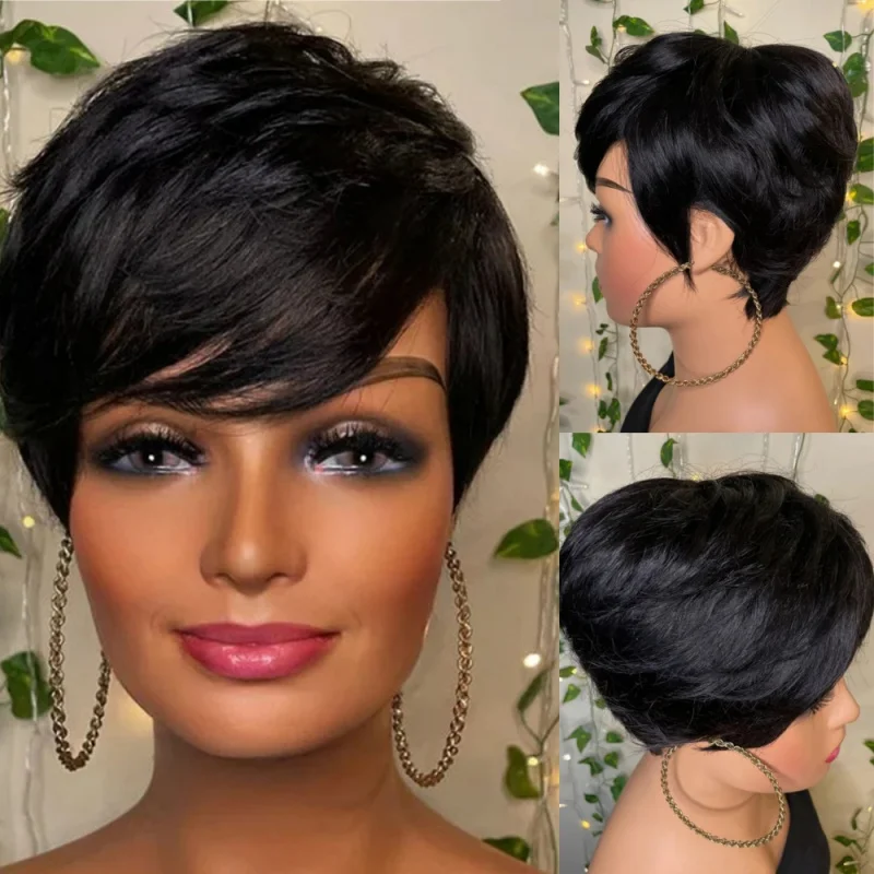 Short Pixie Cut Wig Human Hair For Black Women Remy Wigs With Bangs Human Hair Wig Full Machine Made Wig Natural Black
Short Pixie Cut Wig Human Hair For Black Women Remy Wigs With Bangs Human Hair Wig Full Machine Made Wig Natural Black