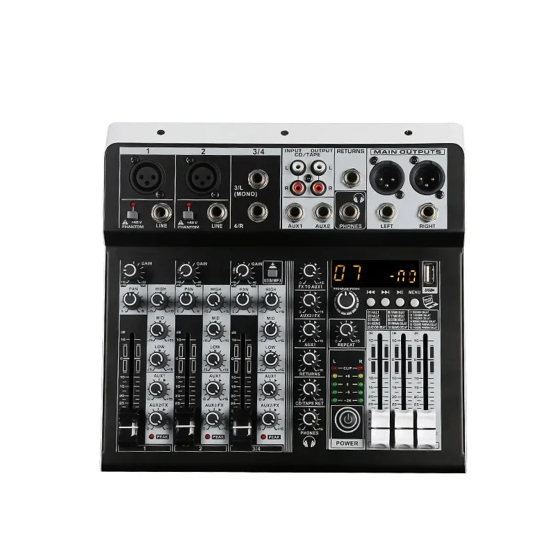 Audio Mixer Sound 2x Mono Stereo Input 4 Channel Digital Mixing Console for DJ Studio Stage Performance
Audio Mixer Sound 2x Mono Stereo Input 4 Channel Digital Mixing Console for DJ Studio Stage Performance