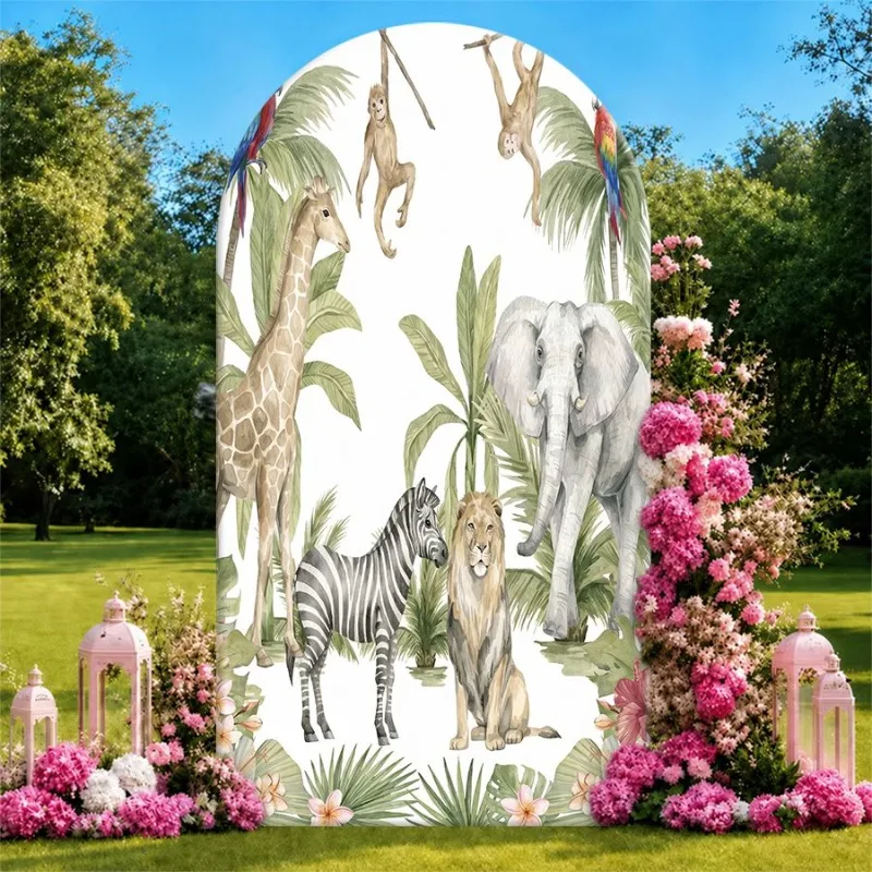 Single Side Arch Backdrop Cover Jungle Safari Theme Backdrop for Party Decor featuring Giraffe Zebra Lion Elephant Monkeys
Single Side Arch Backdrop Cover Jungle Safari Theme Backdrop for Party Decor featuring Giraffe Zebra Lion Elephant Monkeys