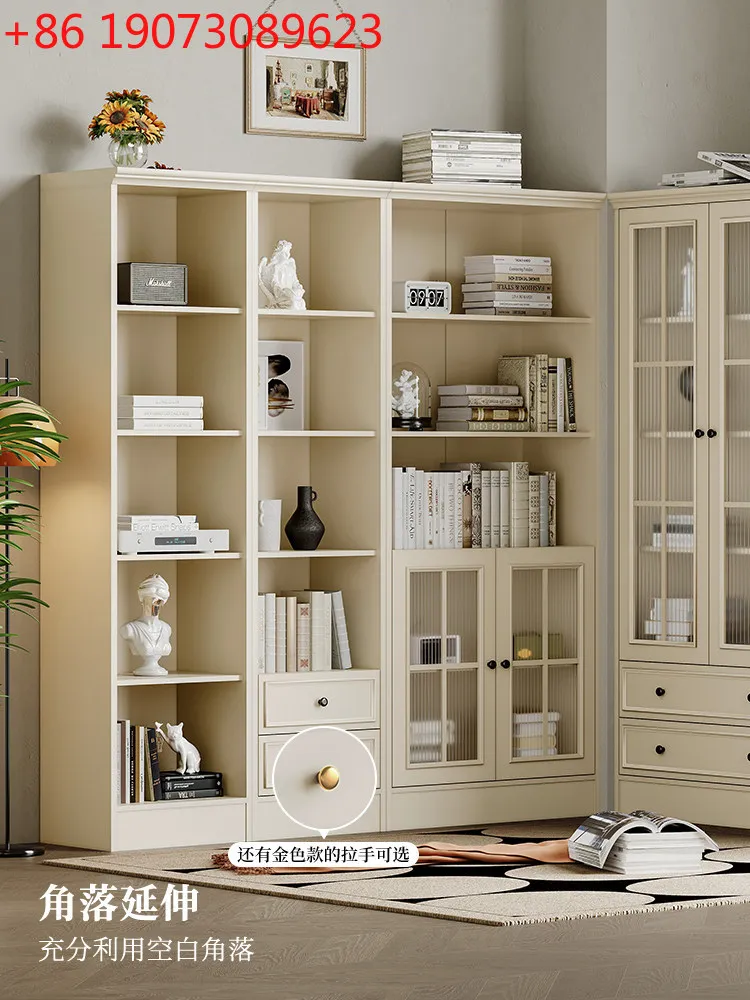 American White Solid Wood Bookcase Simple Floor Standing Bookcase Bookshelf French Cream Wind Glass Door Storage Cabinet
American White Solid Wood Bookcase Simple Floor Standing Bookcase Bookshelf French Cream Wind Glass Door Storage Cabinet