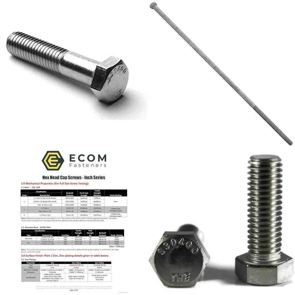 Stainless Steel Hex Cap Screws 3/8-16 x 4 Inches Coarse Thread Partially Threaded 50 Pack
Stainless Steel Hex Cap Screws 3/8-16 x 4 Inches Coarse Thread Partially Threaded 50 Pack