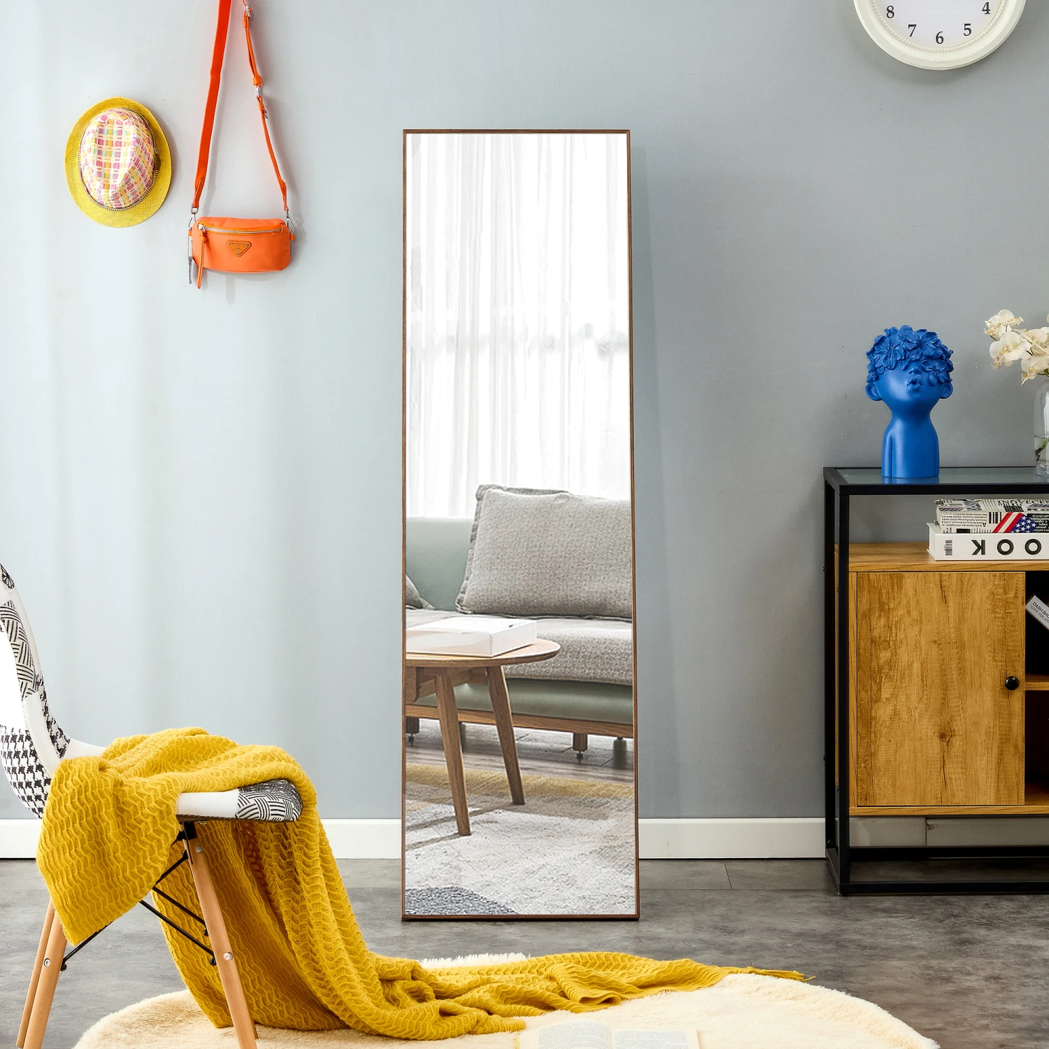 Brown Solid Wood Frame Full-length Mirror, Dressing Mirror, Bedroom Home Porch, Decorative Mirror, Clothing Store, Floor Mounted
Brown Solid Wood Frame Full-length Mirror, Dressing Mirror, Bedroom Home Porch, Decorative Mirror, Clothing Store, Floor Mounted
