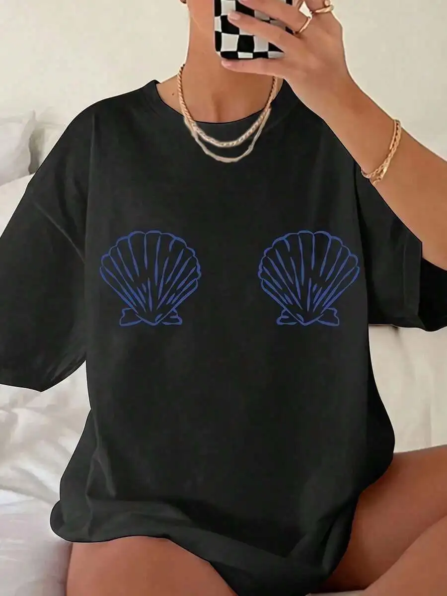 Womens White Tropical Seashell Starfish Print T-Shirt Soft Breathable Short Sleeve Beach Top Loose Fit Casual Summer
Womens White Tropical Seashell Starfish Print T-Shirt Soft Breathable Short Sleeve Beach Top Loose Fit Casual Summer