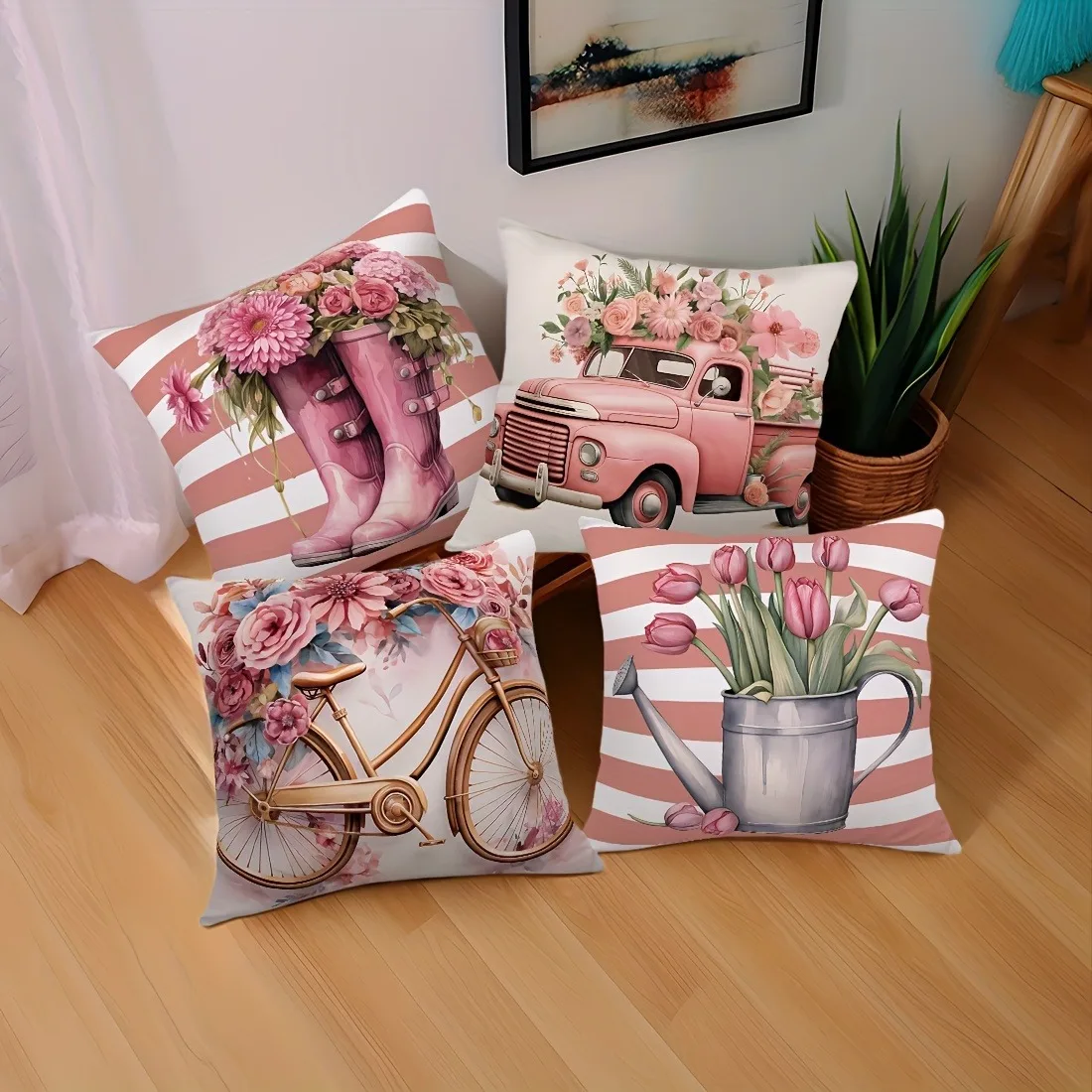 4-piece modern floral pillowcase set, featuring pink roses and vintage farmhouse décor, perfect for home sofa and bedroom decor.
4-piece modern floral pillowcase set, featuring pink roses and vintage farmhouse décor, perfect for home sofa and bedroom decor.