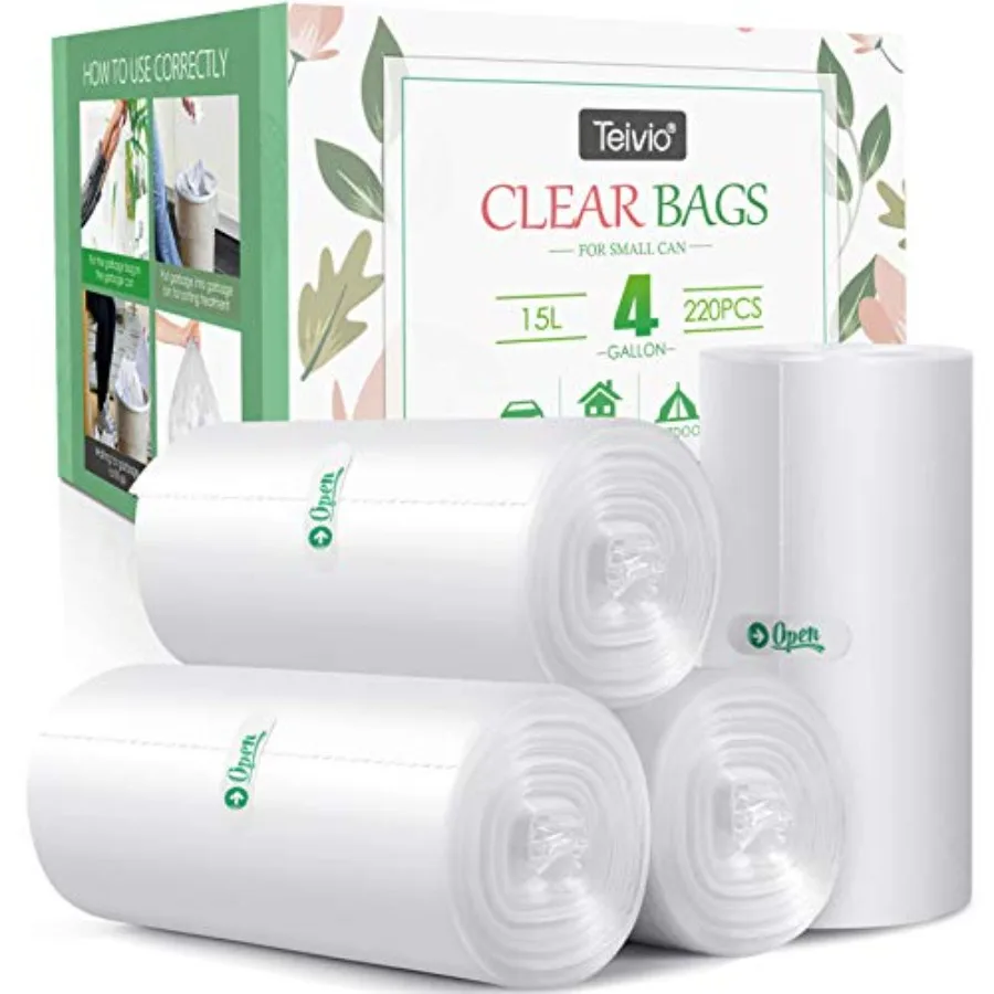 4 Gallon 220 Counts Strong Trash Bags Garbage Bags, Bathroom Trash Can Bin Liners, Small Plastic Bags for home office kitchen,
4 Gallon 220 Counts Strong Trash Bags Garbage Bags, Bathroom Trash Can Bin Liners, Small Plastic Bags for home office kitchen,