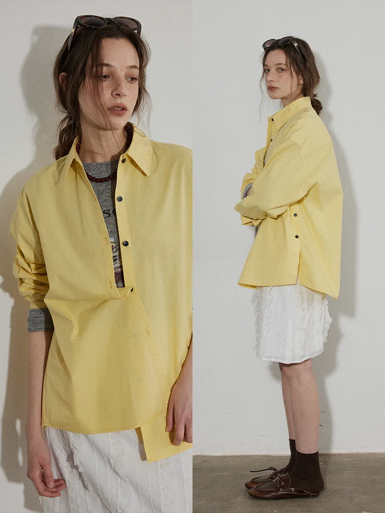 Lofi Choose Minimalist Design Long Sleeve Women's Shirt Spring New Loose Fit Versatile Slimming Top Commute Style Pure Color
Lofi Choose Minimalist Design Long Sleeve Women's Shirt Spring New Loose Fit Versatile Slimming Top Commute Style Pure Color