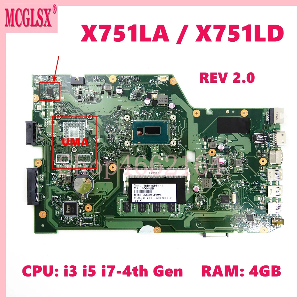X751LD i3 i5 i7-4th Gen CPU Mainboard For Asus X751LA X751LAB X751LD F751LDV X751LDV X751LJ X751LB X751LN Laptop Motherboard
X751LD i3 i5 i7-4th Gen CPU Mainboard For Asus X751LA X751LAB X751LD F751LDV X751LDV X751LJ X751LB X751LN Laptop Motherboard