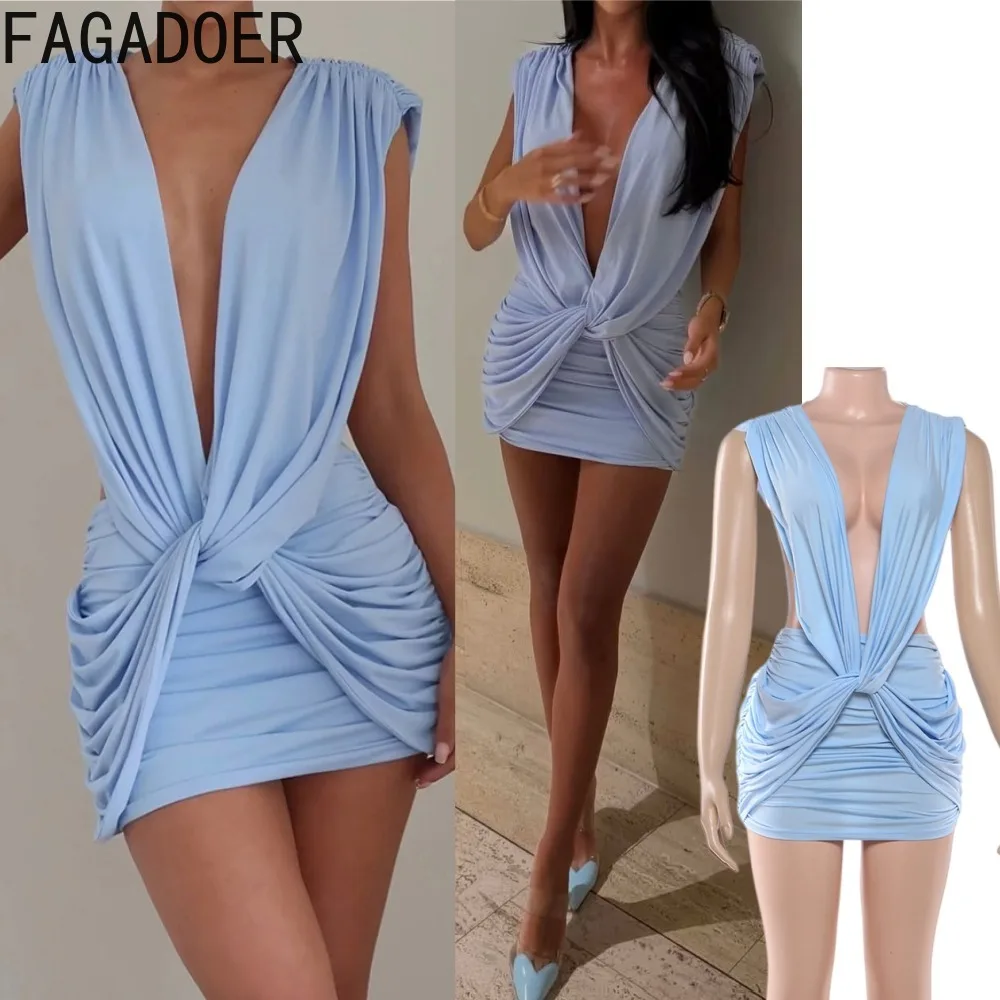 FAGADOER Sexy Ruched Patchwork Bodycon Dresses for Woman Solid Color Deep V-neck Hollow-out Dress Female Streetwear Vestidos New
FAGADOER Sexy Ruched Patchwork Bodycon Dresses for Woman Solid Color Deep V-neck Hollow-out Dress Female Streetwear Vestidos New