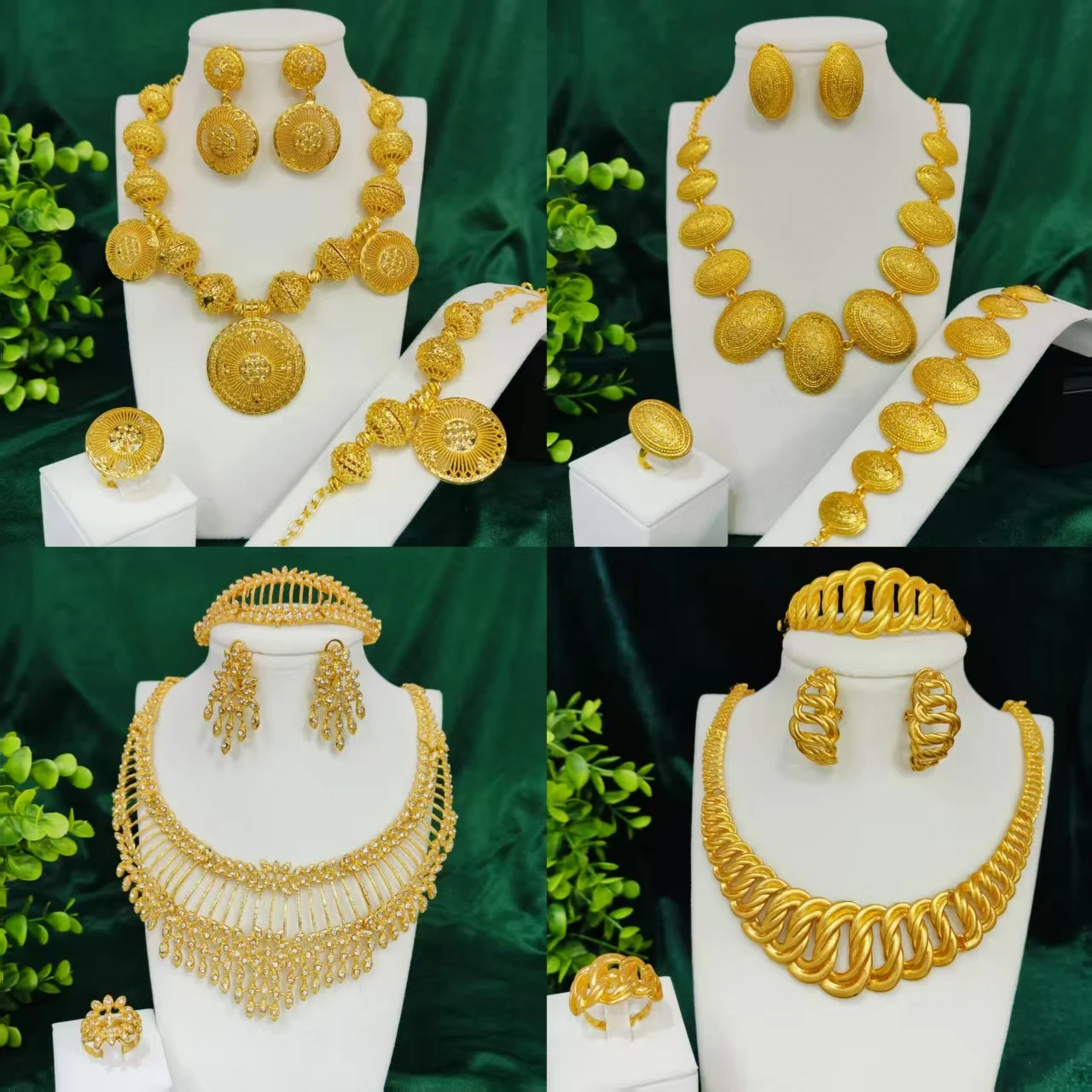 24K Gold Color Indian Bride Jewelry Set For Women Necklace Earrings Dubai Wedding Party Alloy Four Piece Set Wholesale
24K Gold Color Indian Bride Jewelry Set For Women Necklace Earrings Dubai Wedding Party Alloy Four Piece Set Wholesale