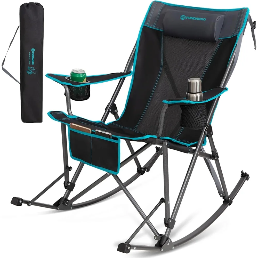 Rocking Camping Chair, High Mesh Back Portable Folding Camp Chairs with Pillows, Cup Holder and Carry Bag for Lawn Patio Garden
Rocking Camping Chair, High Mesh Back Portable Folding Camp Chairs with Pillows, Cup Holder and Carry Bag for Lawn Patio Garden