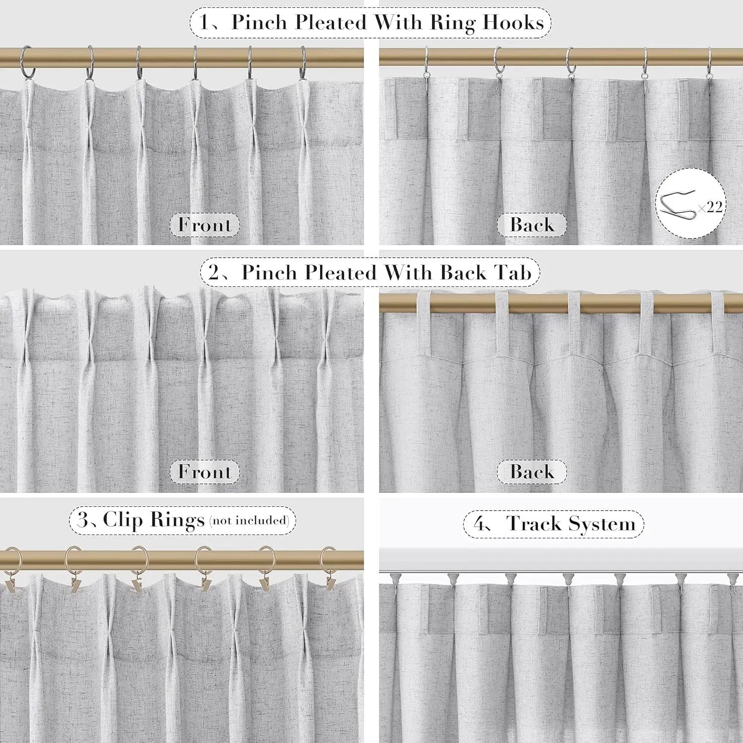 Joywell Linen Pinch Pleated Window Curtains 84 Inch Long,Back Tab Clip Rings Semi Sheer Light Filtering Drapes With Hooks For
Joywell Linen Pinch Pleated Window Curtains 84 Inch Long,Back Tab Clip Rings Semi Sheer Light Filtering Drapes With Hooks For