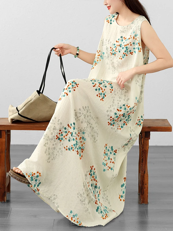 Summer round Neck Thin Cotton Linen Artistic Holiday Style Maxi Skirt Sleeveless Beach Vest Dress Women's Button A-Line Dress
Summer round Neck Thin Cotton Linen Artistic Holiday Style Maxi Skirt Sleeveless Beach Vest Dress Women's Button A-Line Dress