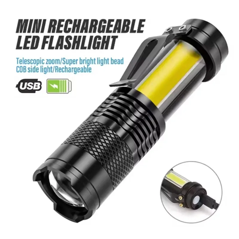 Portable LED Telescopic Zoom Flashlight COB+XPE Built in Battery USB Charging Emergency Torch Outdoor Waterproof Camping Lantern 
Portable LED Telescopic Zoom Flashlight COB+XPE Built in Battery USB Charging Emergency Torch Outdoor Waterproof Camping Lantern
