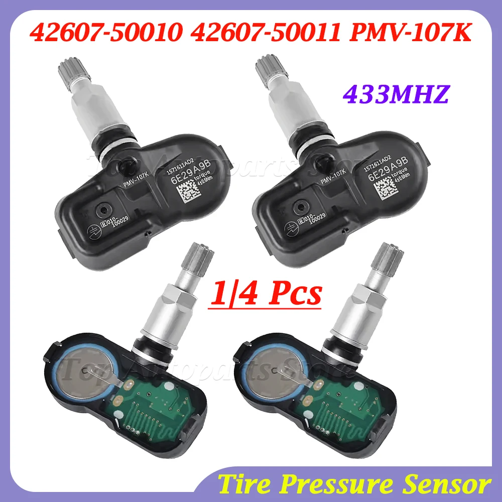 1/4 Pcs 433MHZ TPMS 42607-50010 42607-50011 PMV-107K For Lexus ES GS Toyota Camry Prius RAV4 III Tire Pressure Sensor
1/4 Pcs 433MHZ TPMS 42607-50010 42607-50011 PMV-107K For Lexus ES GS Toyota Camry Prius RAV4 III Tire Pressure Sensor