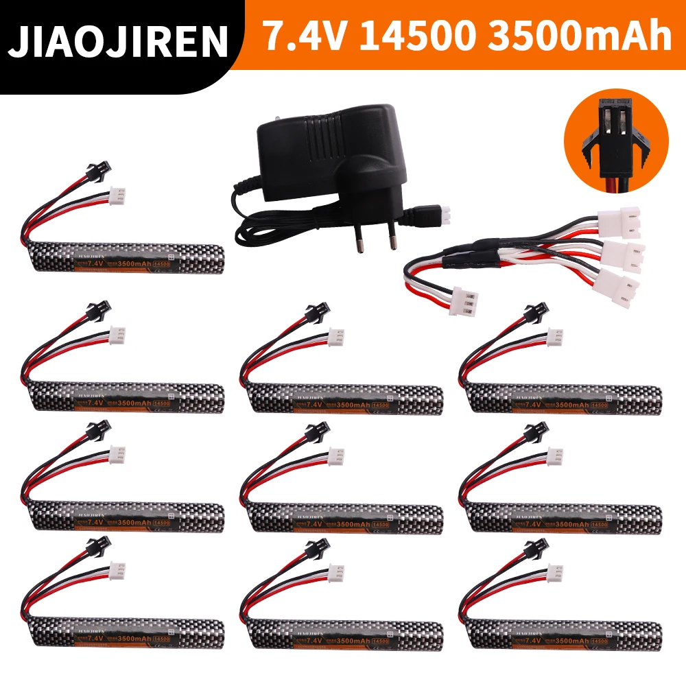 7.4V Li-ion Battery 14500 2S battery and Charger For Mini Airsoft toys Gun Water bullet gun 7.4V 3500MAH 20C Battery model parts
7.4V Li-ion Battery 14500 2S battery and Charger For Mini Airsoft toys Gun Water bullet gun 7.4V 3500MAH 20C Battery model parts