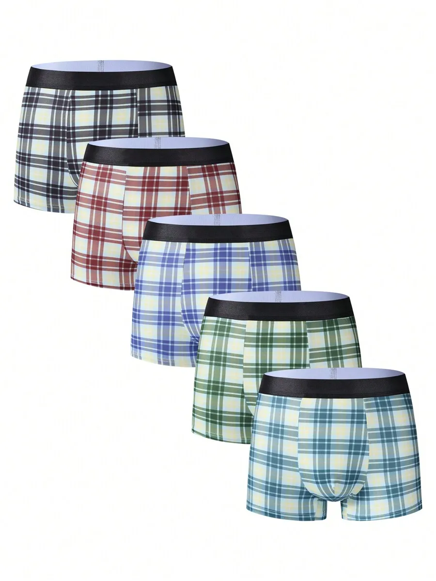 5 Pcs Mens Contrast Waist Plaid Boxer Shorts
5 Pcs Mens Contrast Waist Plaid Boxer Shorts