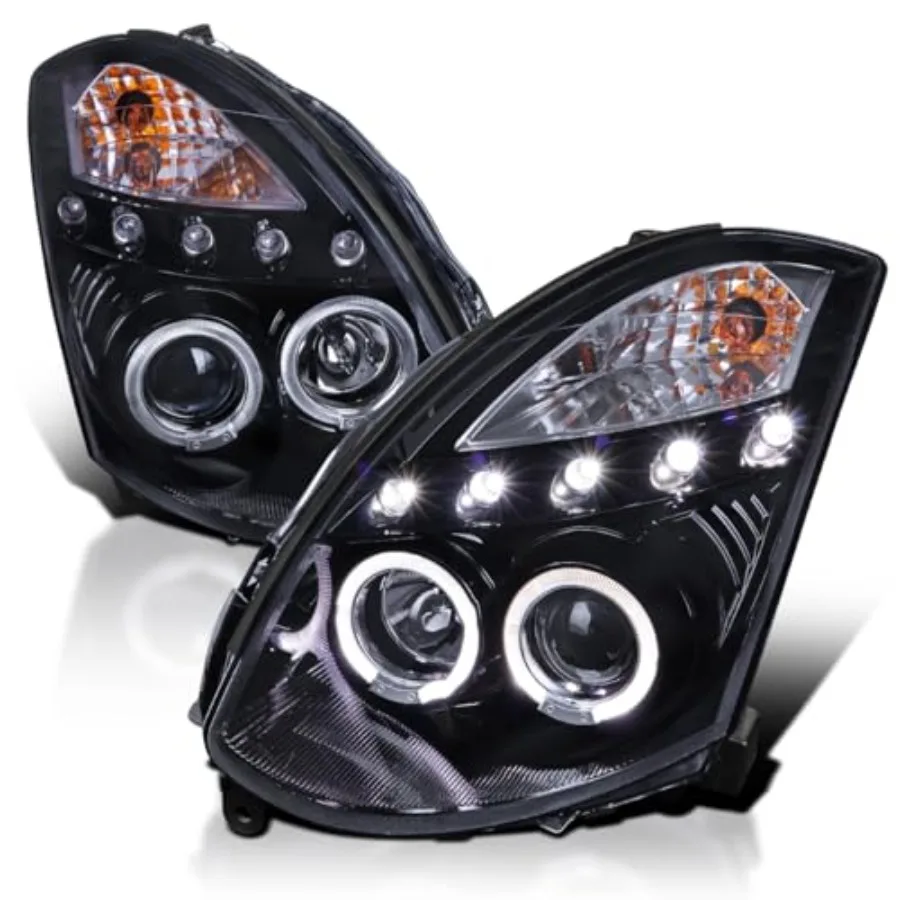 Dual Halo LED Projector Headlights Black Smoke Compatible with 2003-2007 Infiniti G35 2 Door Coupe With HID System Headlights L
Dual Halo LED Projector Headlights Black Smoke Compatible with 2003-2007 Infiniti G35 2 Door Coupe With HID System Headlights L