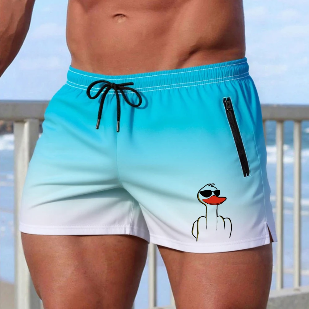 Men's Gradient Casual Beach Shorts With Trendy Sunglasses Duck Print Quick Drying Athletic Shorts With Zippered Pockets
Men's Gradient Casual Beach Shorts With Trendy Sunglasses Duck Print Quick Drying Athletic Shorts With Zippered Pockets