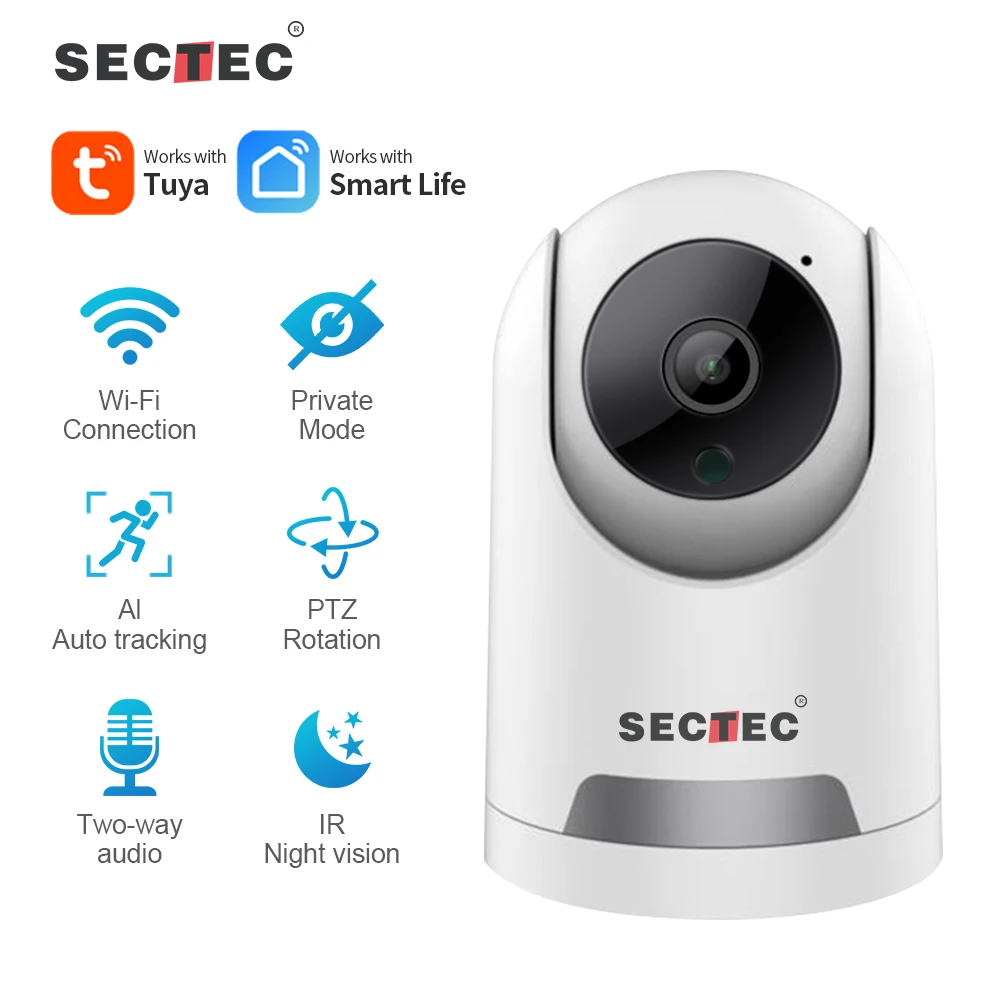 SECTEC 1080P Мини Wifi камера AI автоматическое отслеживание двусторонний Adudio частный режим ИК ночного видения PTZ Cam несколько способов установки
SECTEC 1080P Мини Wifi камера AI автоматическое отслеживание двусторонний Adudio частный режим ИК ночного видения PTZ Cam несколько способов установки