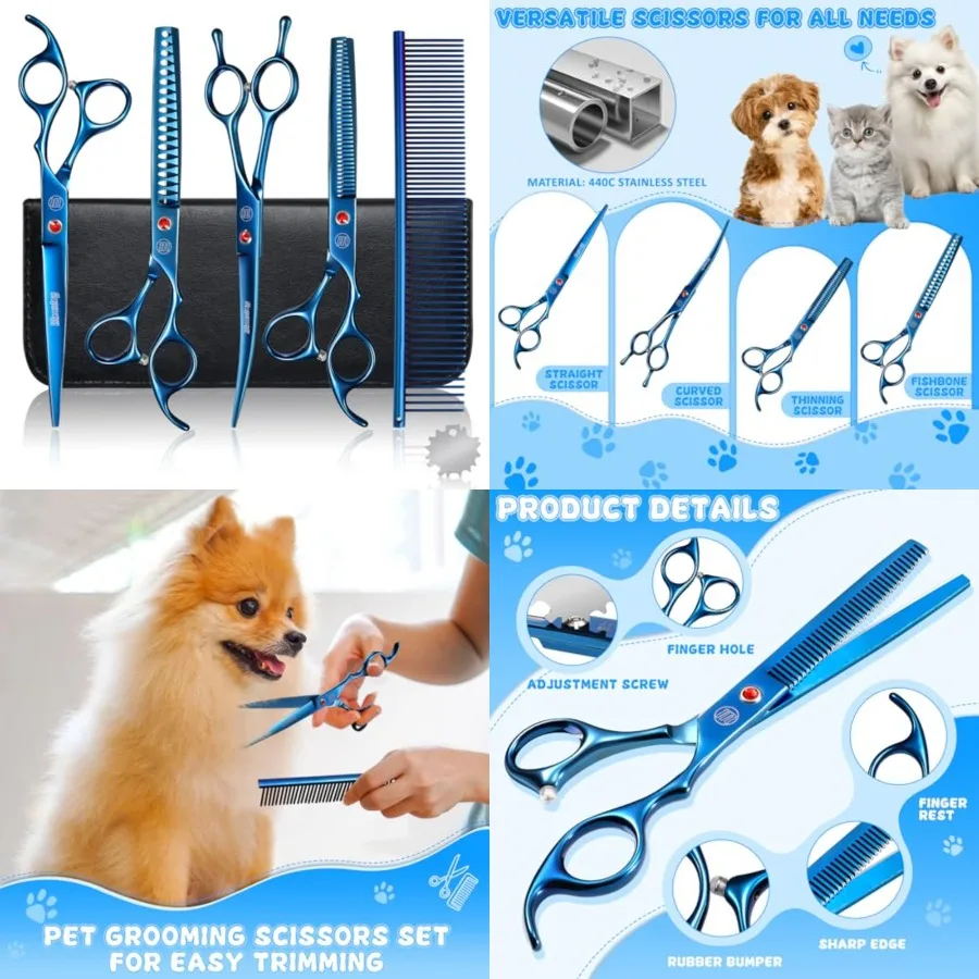 Pressional Dog Groomg Scissors Set, / Pet Grooming Scissors Chunkers Shears for Dog, Curved Dog Groomg Scissors, Thng Shears fo
Pressional Dog Groomg Scissors Set, / Pet Grooming Scissors Chunkers Shears for Dog, Curved Dog Groomg Scissors, Thng Shears fo