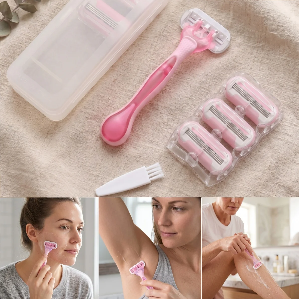 1Pc Women's Disposable Razors With 4 Blade Shaving Razor Pink Stainless Steel Women's Disposable Bikini Razors for Men Women
1Pc Women's Disposable Razors With 4 Blade Shaving Razor Pink Stainless Steel Women's Disposable Bikini Razors for Men Women