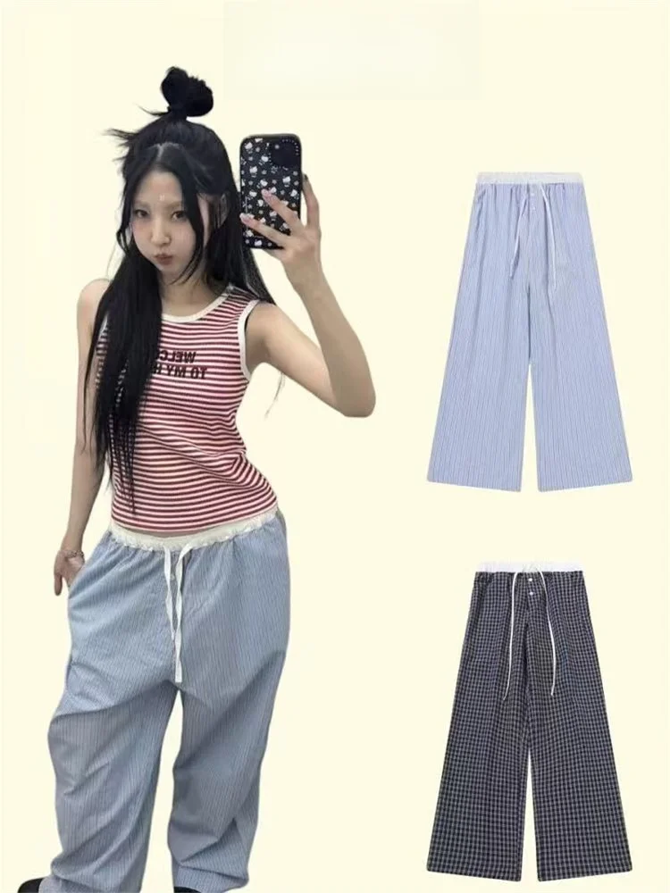 Korean Style Plaid Splicing Angel Wings Wide Leg Casual Pants High Waist Loose Lazy Walking Long Pants Women's Straight Leg J...
Korean Style Plaid Splicing Angel Wings Wide Leg Casual Pants High Waist Loose Lazy Walking Long Pants Women's Straight Leg J...