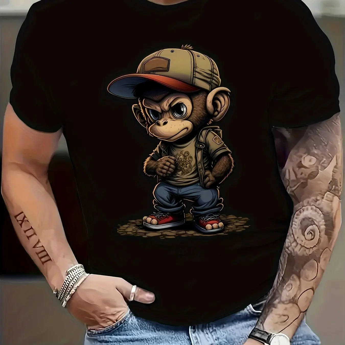 Fashoin Short Sleeve T-shirt For Men Loose Fit Monkey Graphic Pullover Men Tshirts High Elastic Casual 3D Printed Men's Clothing
Fashoin Short Sleeve T-shirt For Men Loose Fit Monkey Graphic Pullover Men Tshirts High Elastic Casual 3D Printed Men's Clothing