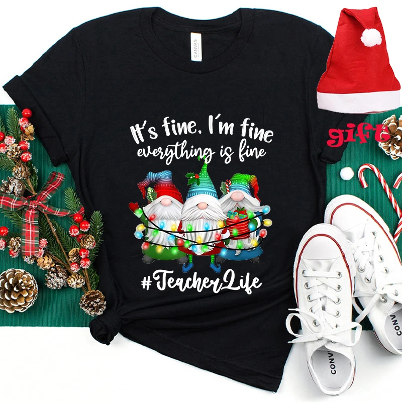 I'm Fine Everything Is Fine Women's Clothing Christmas Lights Casual Female Party Short Sleeve Tees Shirts with Christmas Hats
I'm Fine Everything Is Fine Women's Clothing Christmas Lights Casual Female Party Short Sleeve Tees Shirts with Christmas Hats