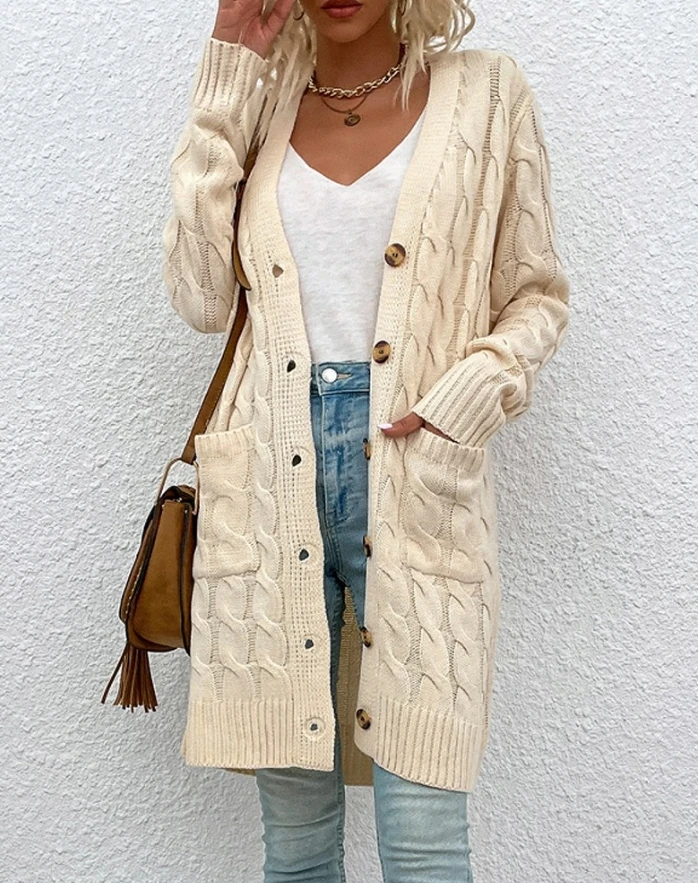 Sweater Cardigan 2024 Hot Selling Fashion Knitted Cardigan Long Sleeved Front Button Pocket Design Knee High Slit Women's Wool
Sweater Cardigan 2024 Hot Selling Fashion Knitted Cardigan Long Sleeved Front Button Pocket Design Knee High Slit Women's Wool