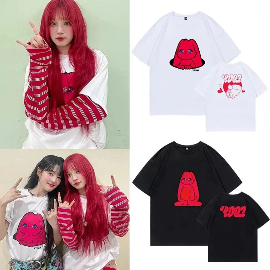 Kpop G-IDLOVE YUQI1 футболка с милым Кроликом, топ y2k, женская одежда, свободная футболка, хлопковые короткие летние топы до пупка
Kpop G-IDLOVE YUQI1 футболка с милым Кроликом, топ y2k, женская одежда, свободная футболка, хлопковые короткие летние топы до пупка