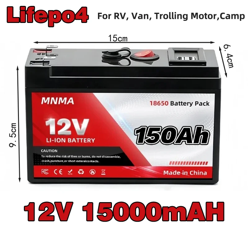 Lifepo4 12V 150Ah Built-in 100A BMS Lithium Iron Phosphate Battery PacksS For RV, Van, Trolling Motor,Camp
Lifepo4 12V 150Ah Built-in 100A BMS Lithium Iron Phosphate Battery PacksS For RV, Van, Trolling Motor,Camp