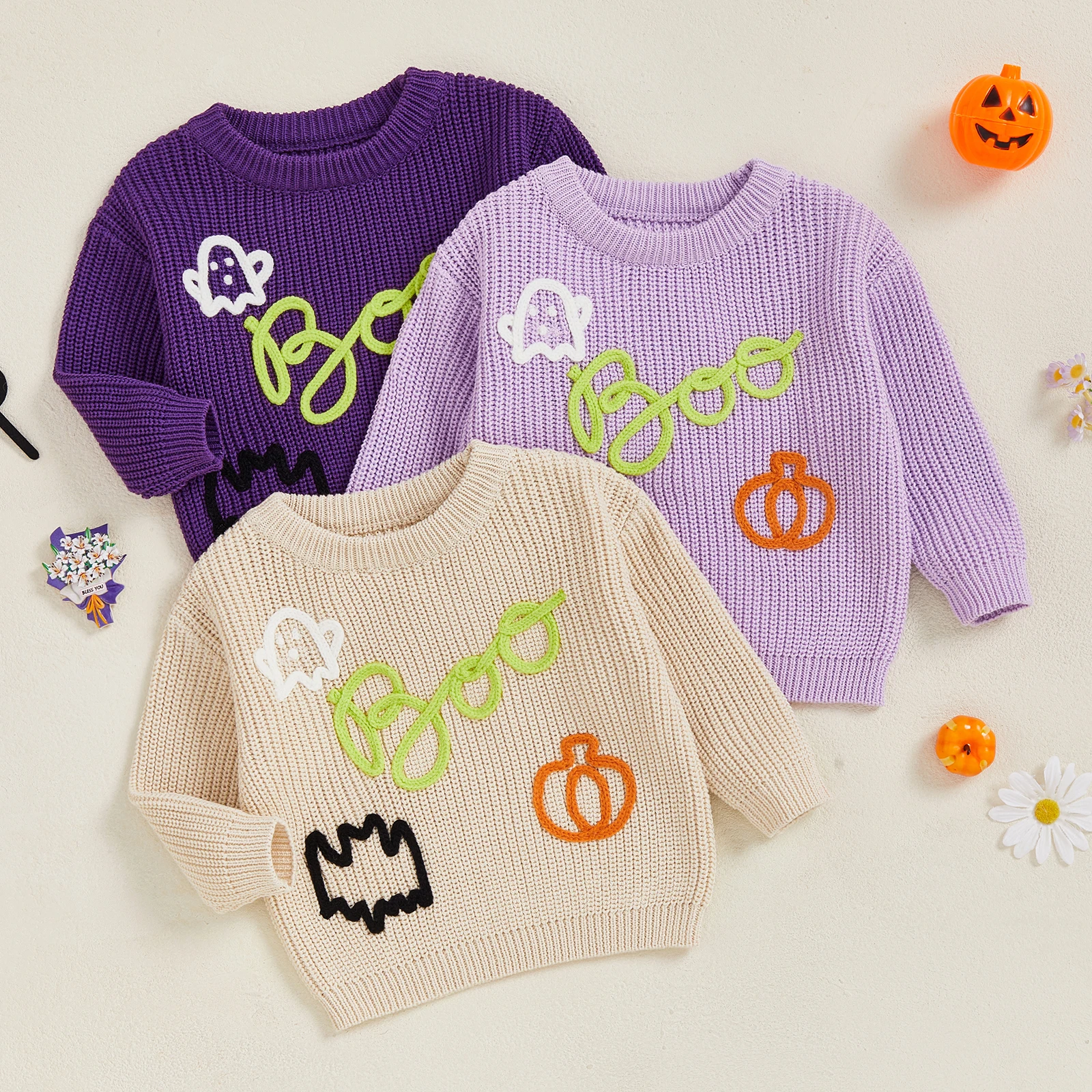 Girls Halloween Knit Sweater Long Sleeve O Neck Letter Ghost Pumpkin Embroidery Pullover Knitwear
Girls Halloween Knit Sweater Long Sleeve O Neck Letter Ghost Pumpkin Embroidery Pullover Knitwear