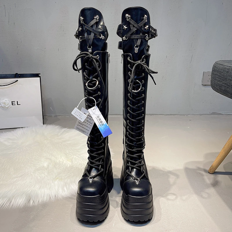 Super high heel high boots Spring and Autumn New round toe shallow mouth metal buckle platform non-slip thick heel boots
Super high heel high boots Spring and Autumn New round toe shallow mouth metal buckle platform non-slip thick heel boots